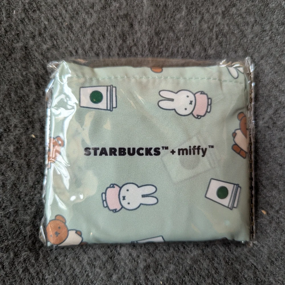 SOLD Starbucks Asia x Miffy foldable tote bag in dusty green color BNWT - Picture 4 of 5